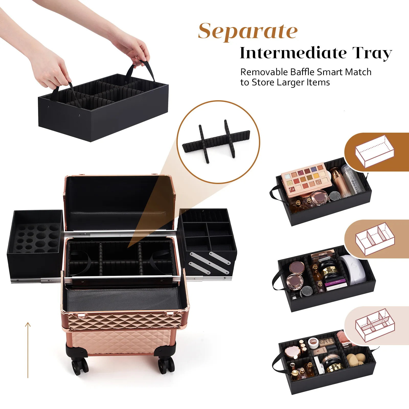 Estuches De Tren De Maquillaje Maleta Profesional De Viaje Con Ruedas Caja  De Carro De Maquillaje Estuche Cosmético Maletín Para Manicura De Uñas  Peluquería 230628 De 86,51 €