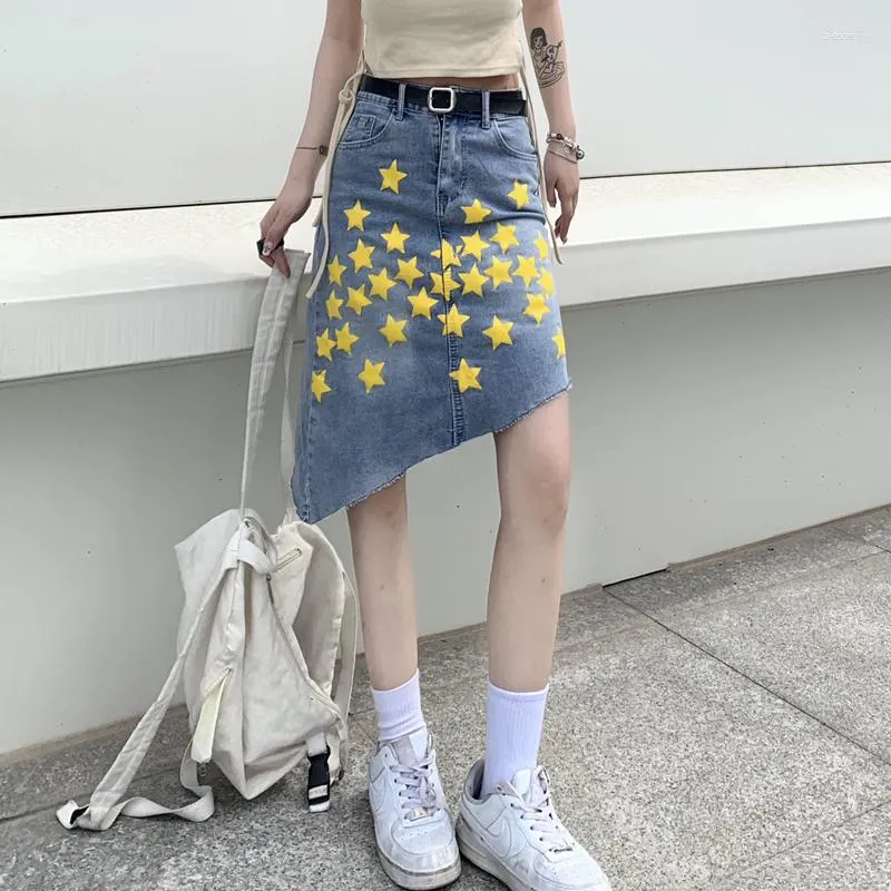 2023 Summer Denim Star Print Demin Denim Skirts For Women