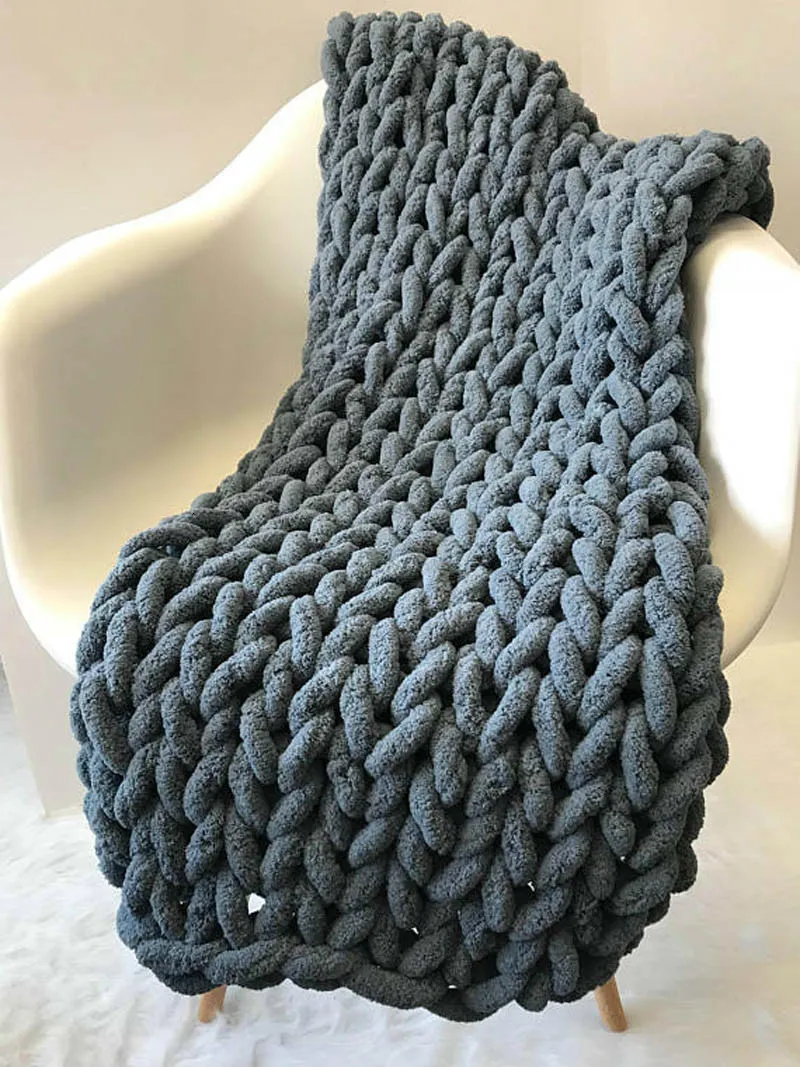 Blankets Large Thick Yarn Divan Sofa Decor Plaid Women Wraps TV Comforter Drop Hand Crochet Knitted Chair Seat Blanket 230628