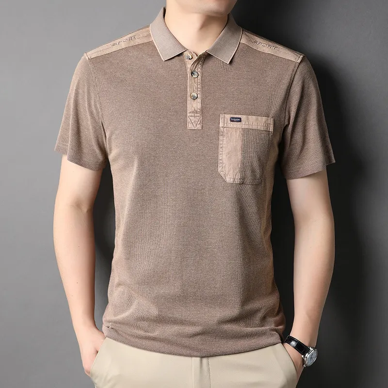 MEN S POLOS MLSHP COTTON MENS MENS POLO SHIRTS LUXURY SOLIEVE SOLID COLOR CASUAL THIN TOPSファッションルーズ刺繍男ティー230629