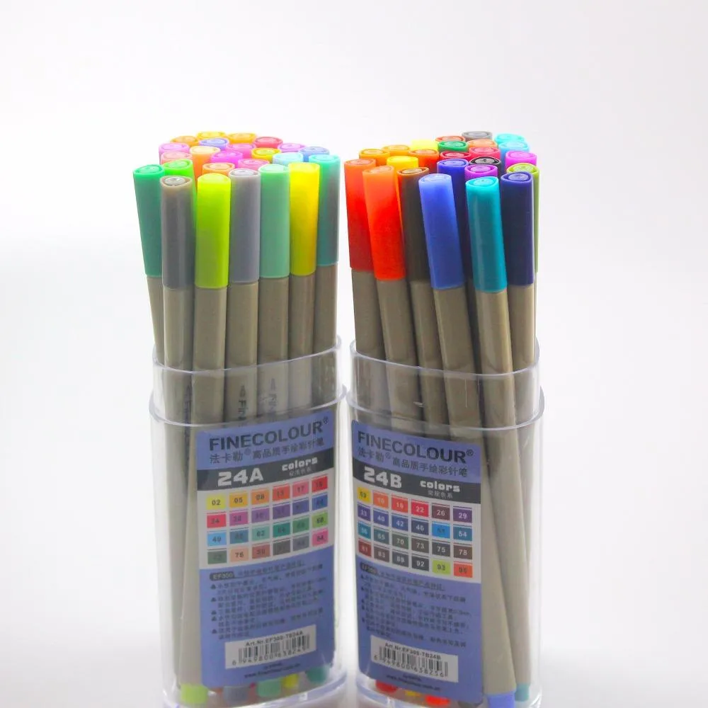 Marqueurs Finecolour EF300 croquis doublure colorée 0.3mm 48 couleurs bonne qualité stylo marqueurs d'art à l'aiguille peint à la main avec étui en plastique