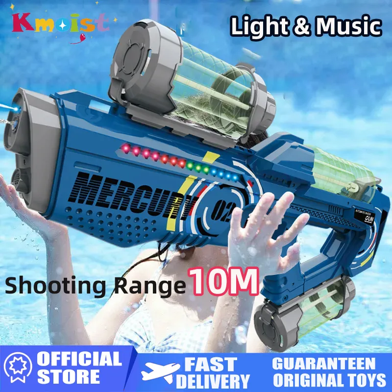 Gioco con la sabbia Divertimento in acqua Pistola ad acqua elettrica automatica con luce ricaricabile a fuoco continuo Summer Party Game Kids Space Splashing Toys for Boys Gift 230628