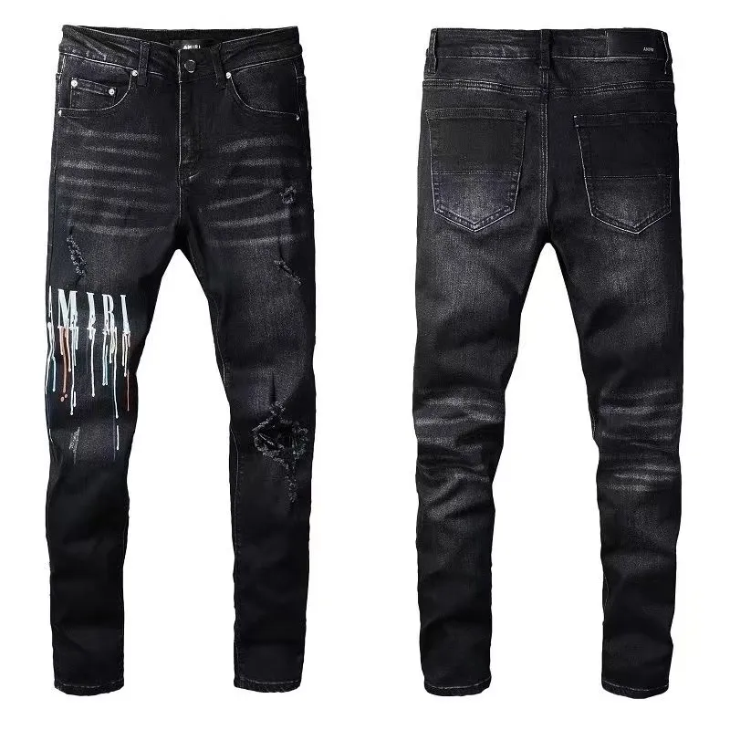 Casual Streetwear Jeans slim fit neri Uomo Autunno Masculina Lettera Jeans Pantaloni Trendy Dance Club Skinny s tourers k3