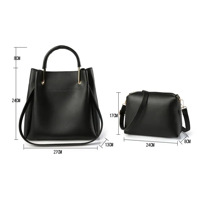 HBP Woman Totes Bags Fashion Bag Female Leather Handbag Purse ShoulderBag MessengerBag Black