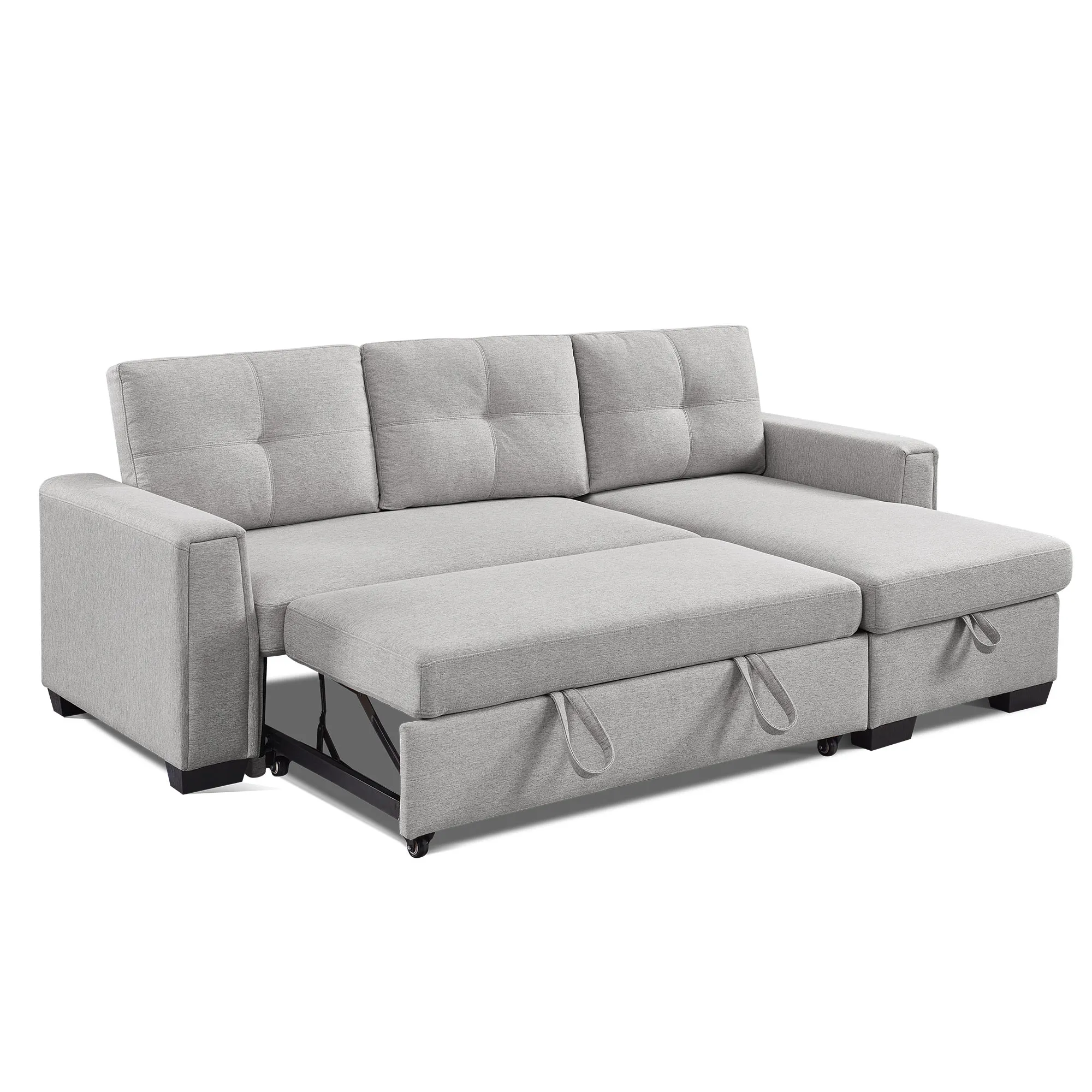 Economize muito em Sofá Secional Conversível Em Forma De L Com  Espreguiçadeira De Armazenamento, Sofá De Tecido Bege De 91,7 Polegadas em  grandes ..., image size:2000x2000