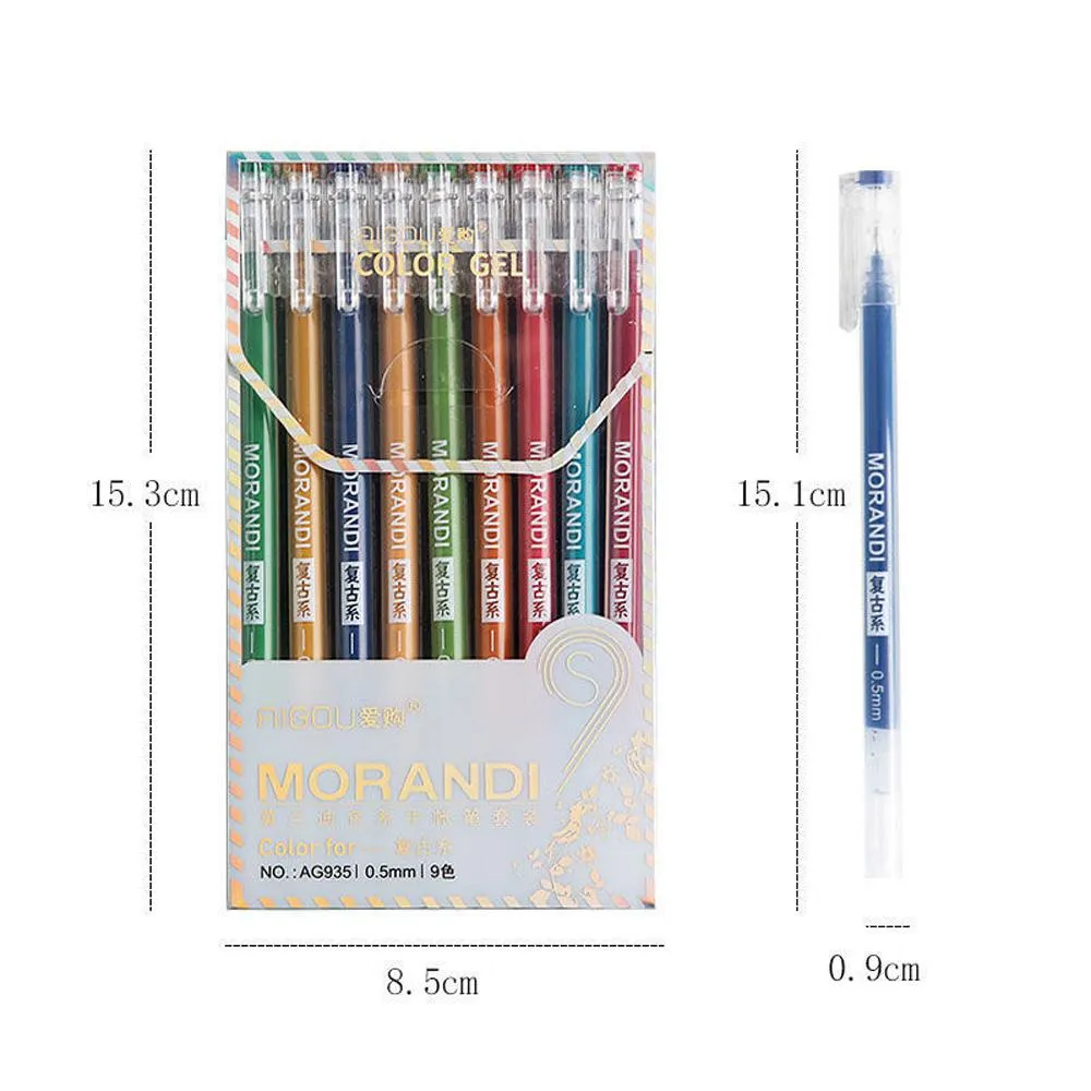 Маркеры 8 комплектов 9 цветов Morandi Color Гелевая ручка Студенческие заметки Маркеры для тетрадей Живопись Граффити Шариковая ручка Школьные офисные принадлежности