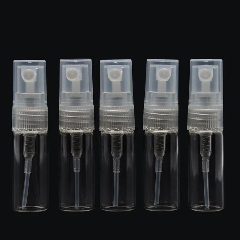 ミストアトマイザー付き2mlガラスガラス香水ボトルスプレー香りポンプコンテナ用1000pcs無料DHL CAXDV用2 ml