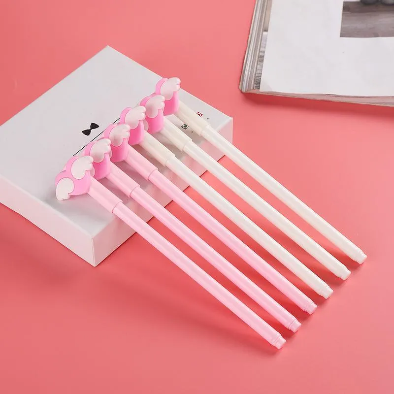 Stifte 100 PCs Engel Wings Neutraler Stift süße Cartoon Student Love Pink Sakura Neutral Schwarzwasserkern Stift