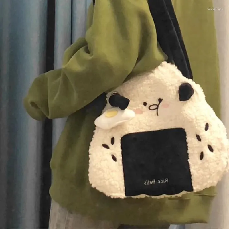 Bolsas de noite Xiuya Kawaii Bolsa de ombro de pelúcia macia Sweet Cute Sushi em forma de bolsa de lã de carneiro estilo japonês grande capacidade nas axilas