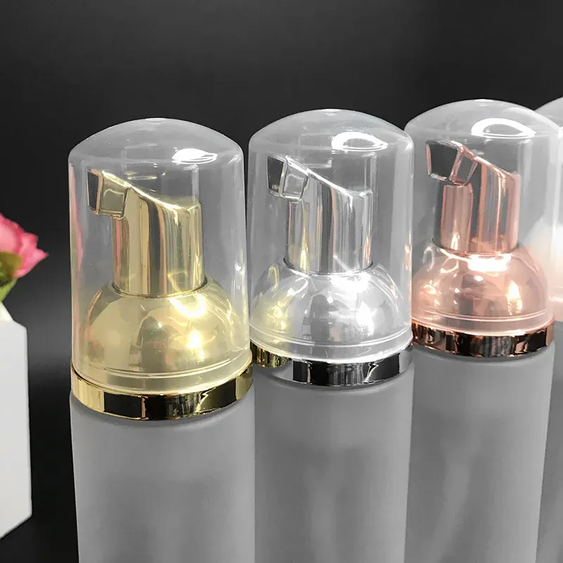 Frosted Plastic Foam50ml Travel Foamer Bottles with Gold/Silver Pump Hand Wash Soap Mousse Cream Dispenser Bubbling Bottle