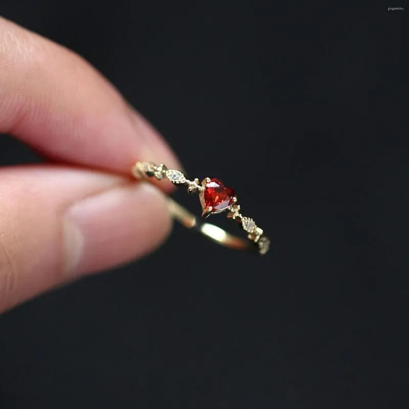 Cluster Ringe 925 Sterling Silber 14K vergoldet Ring für Frauen Rot Zirkon Koreanische Retro Vintage Einfache Hochzeit Party Luxus schmuck