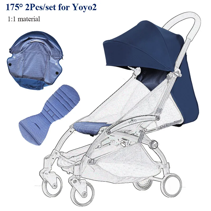 Barnvagnsdelar Tillbehör 175 ° Solvroll Huvmadrass för Babyzen Yoyo2 Canopy Cover Seat Cushion Fit Yoyo Pram Sunshade 1 Fabric 230628