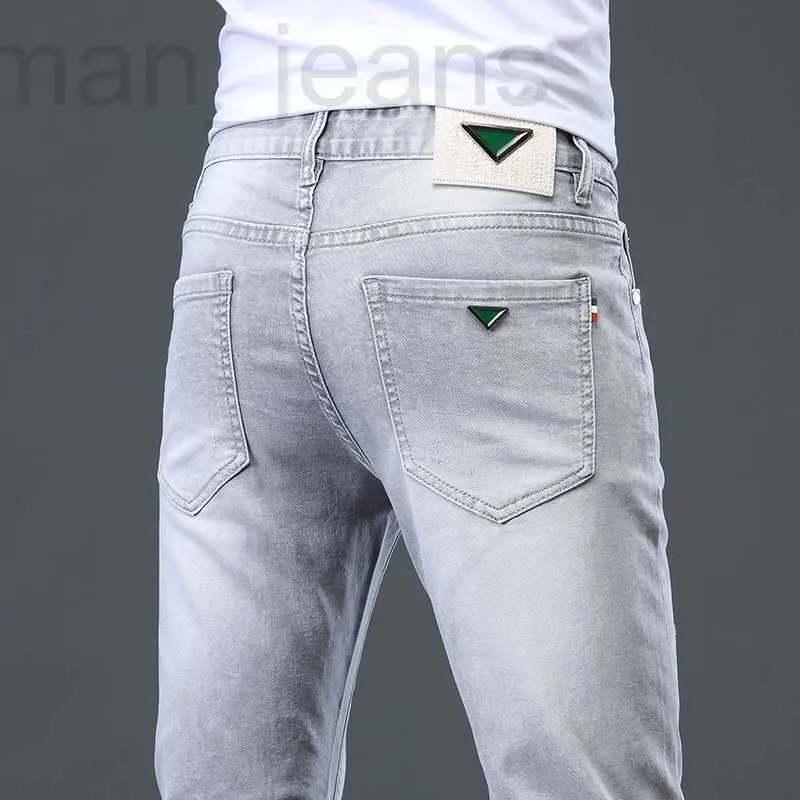 Mannen Jeans Designer Licht Luxe Voor Mannen 2022 Lente/Zomer Dunne Fit Voeten Elastische Casual Koreaanse High End merk Katoenen Broek Zcya