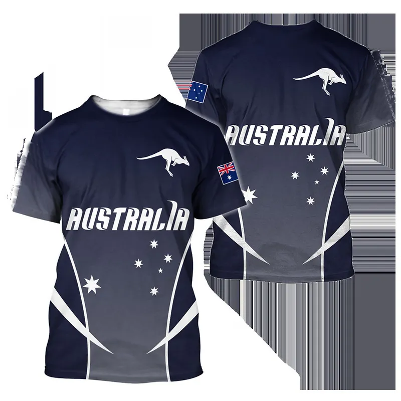 Mens Tshirts Tshirt Australia Flag Graphic 3D Print Oneck Topps Summer Fashion Kort ärmar Tee Overdimensionerade kläder Pullover 230629