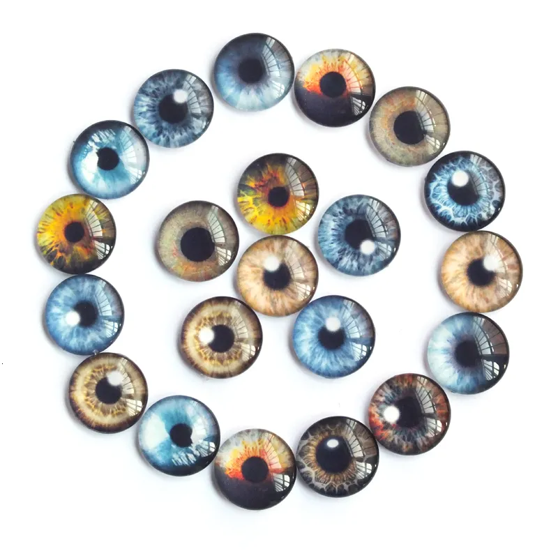 Pop Accessoires 20 stks 8 20mm Willekeurige Gemengde ogen Ronde Dragon Eyes In Pairs Patroon Glas Plaksteen Po Cabochons Base 230629