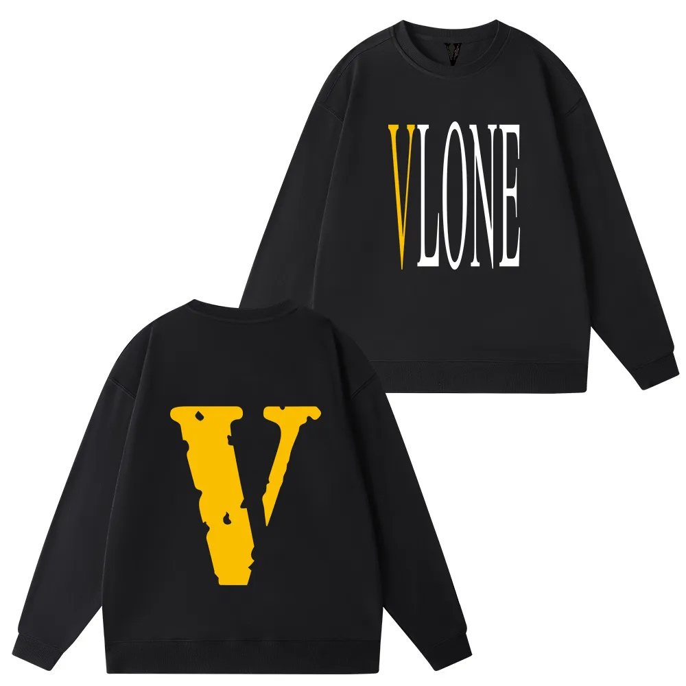 Мужская толстовка дизайнеров -толстовка уличной футболка Vlone Hip Hop Alphabet Whoodhirts Splash Ink Women Trend Plus Size Sweater