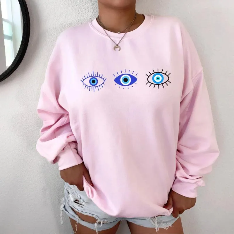 Hoodies voor dames Gekleurd Boze Oog Gothic Sweatshirt Grappige Vrouwen Mode Grunge Unisex Streetwear Esthetische Casual Outfit Jumper Fit Pullovers