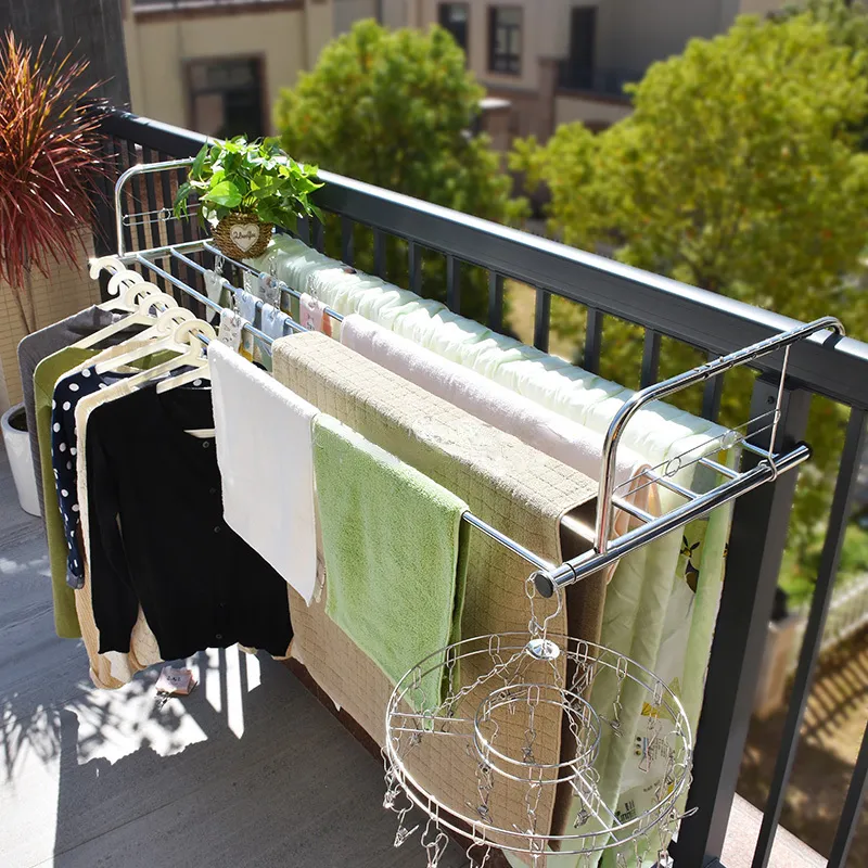 Stendibiancheria da balcone regolabile in acciaio inossidabile