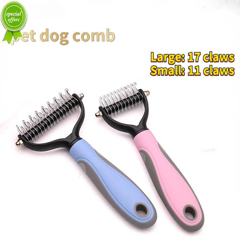 Nouveaux animaux de compagnie coupe-noeud de fourrure chien toilettage outils de rejet Pet chat épilation peigne brosse Double face produits pour animaux de compagnie peigne pour chats