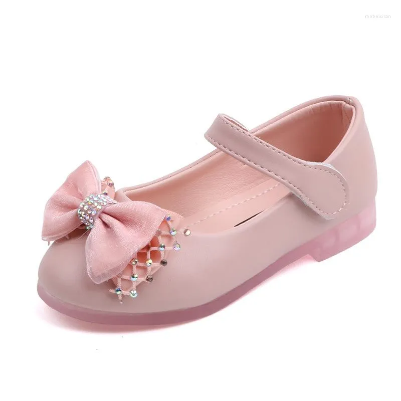 Sapato Baixo Infantil 2023 Primavera Outono Meninas Princesa Confortável Solado Macio Pequeno Laço Estudante Dança E424
