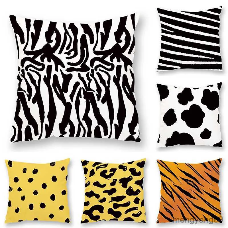 Kussen/Decoratieve Mode Dier Spot Luipaard Print Zebra Sierhoes Perzik Sofa Auto Kussenhoes Woondecoratie R230630