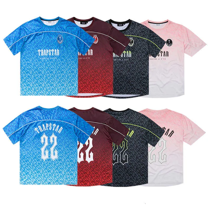 Trapstar Football Designer Designer Mens koszulka Koszulka Krótki rękaw niebieski nr 22 T-shirt Sportswear