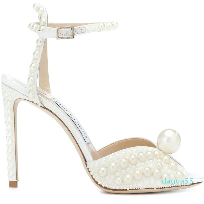 Eleganti sandali con plateau Scarpe All-Over Pearl Women Elegant Wedding Dress Pumps Lady High Heels