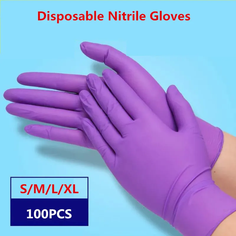 Disposable Gloves Disposable Nitrile Latex Rubber Gloves Kitchen Purple Cleaning Gloves for Dishwashing Work Garden Household Laboratory 230628