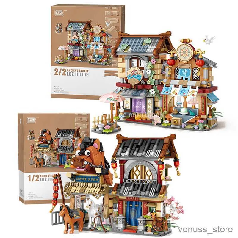 Blocs Petit Plié Street View Station Épicerie Bloc De Construction Post Station Puzzle Assemblage Jouets Style Chinois Enfants Cadeaux R230629