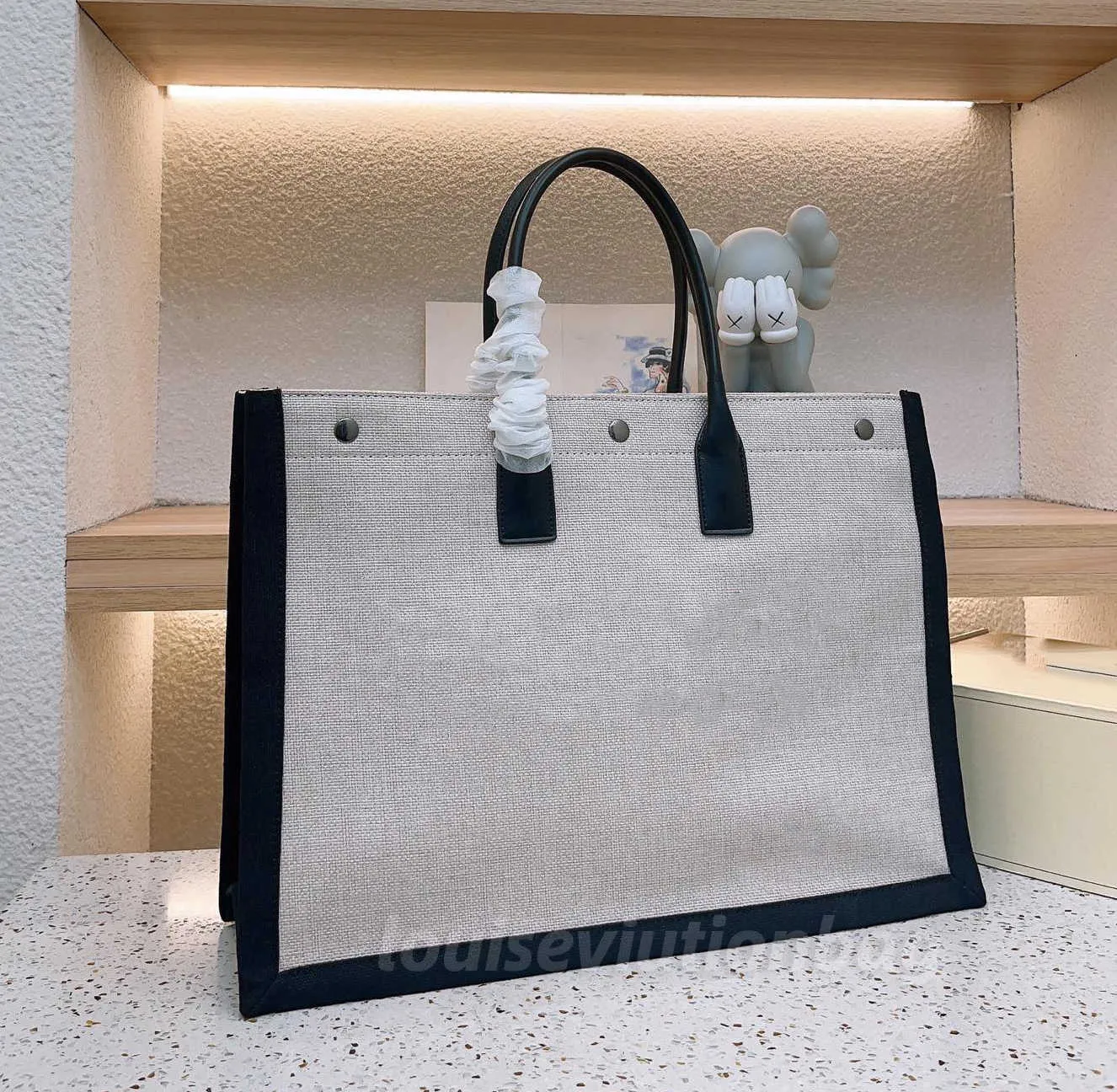 Luxury Rive Gauche Raffia Straw Weave Tote Bag With Top Handle Designer