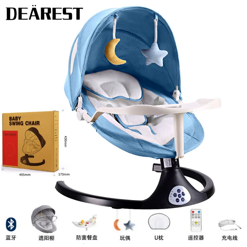 Swings Jumpers Bouncers Dearest Electric Baby Rocking Chair Washable Bluetooth Infant Swing Dining Babies Couch 230628