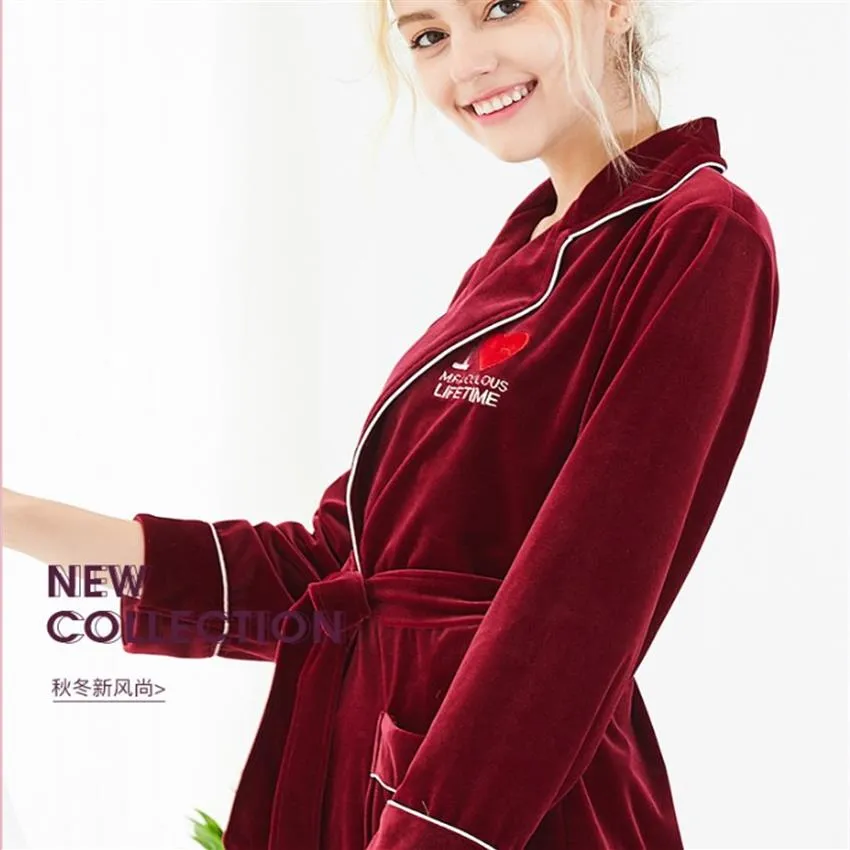 Yao Ting explosion models Korean velvet single nightgown female autumn and winter warm long love bathrobes home service252L