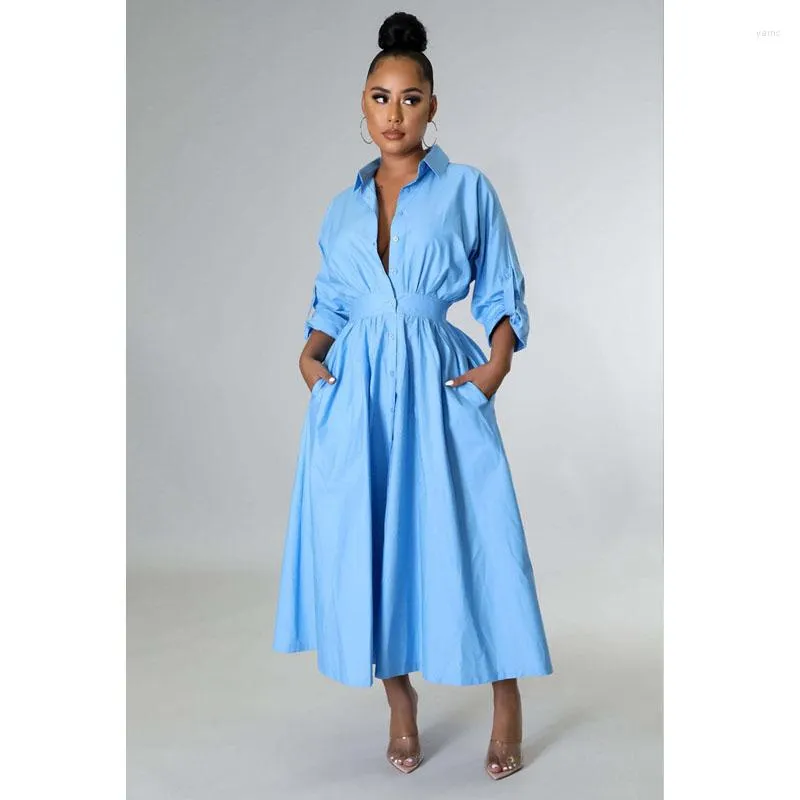 DHgate.com:Elegant Long Sleeve Korean Casual Maxi Shirt