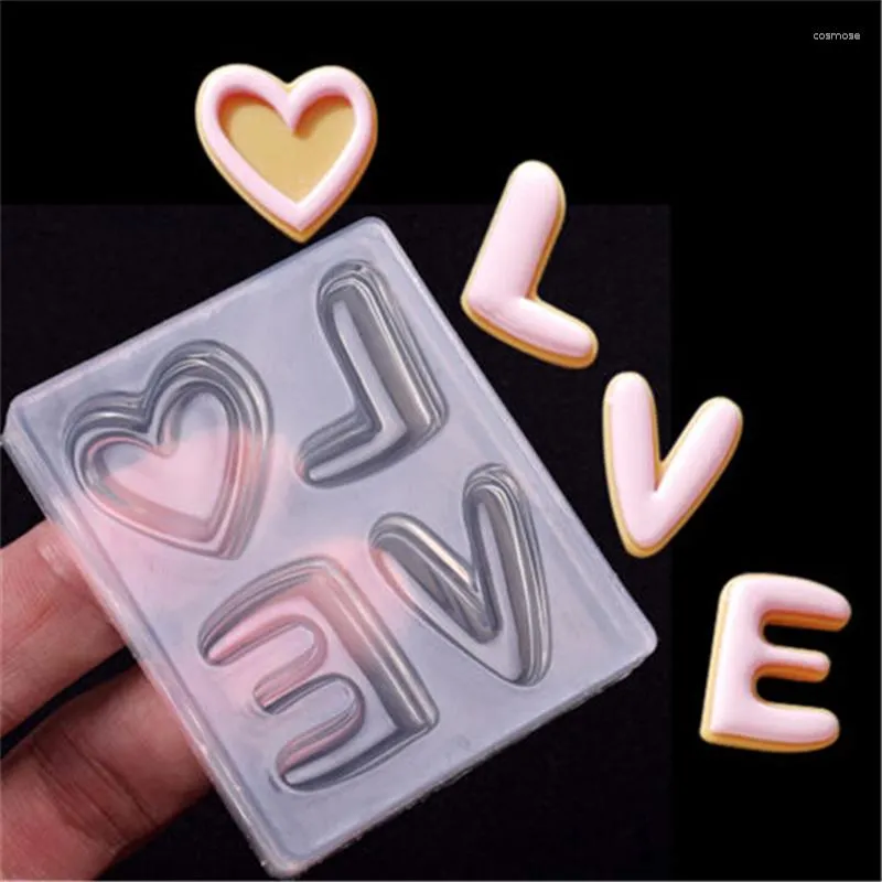 Stampi da forno Forma di lettere d'amore trasparenti Stampo per torta in silicone Fondente di cioccolato Decorazione fai-da-te Strumento di decorazione pasquale