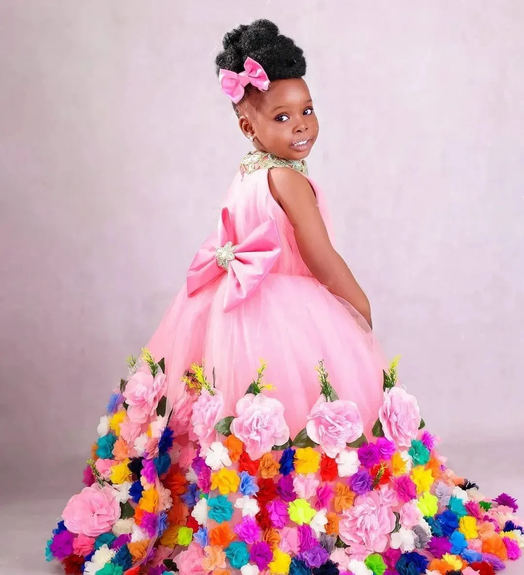 Luxury Pink Flower Girl Dress For First Birthday Princess Style Floor Length Tulle Perfect For Christmas Photoshoots From Lindaxu90 121.02 DHgate.Com