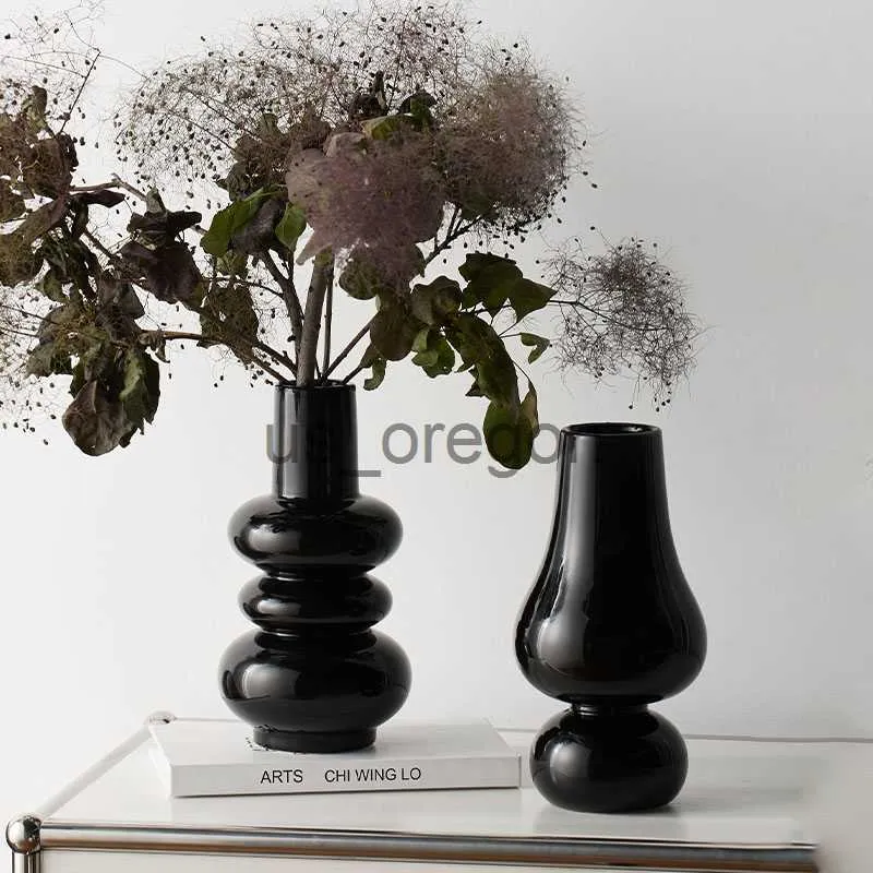 Vasen Nordic Ins Keramik Große Donut Vase Ornamente Wohnzimmer Veranda Desktop Blume Anordnung Vase Hause Dekoration Zubehör x0630