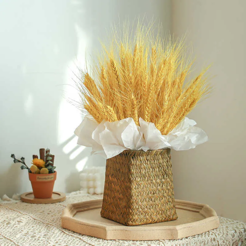 Dried Flowers 20pcs/lot Artificial Wheat Ears Natural Grain Bouquet for Wedding Party Decoration DIY Craft Scrapbook Home Decor