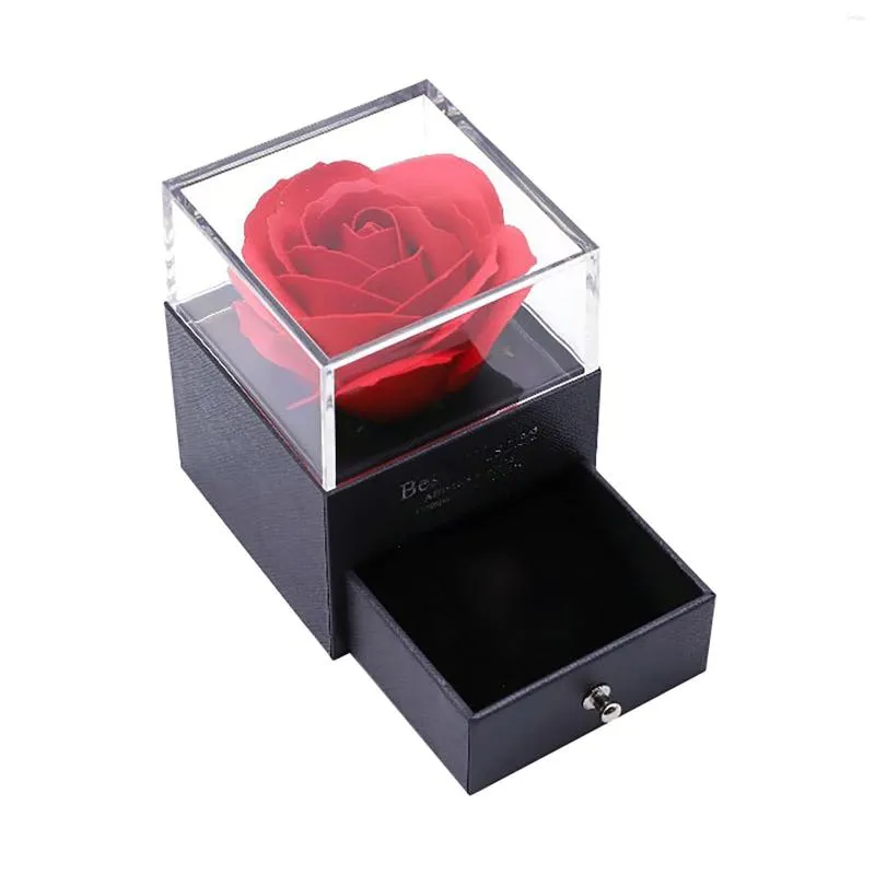 Flores decorativas dia eterno flor da mãe caixa rosa artesanal preservação presente gif artificial