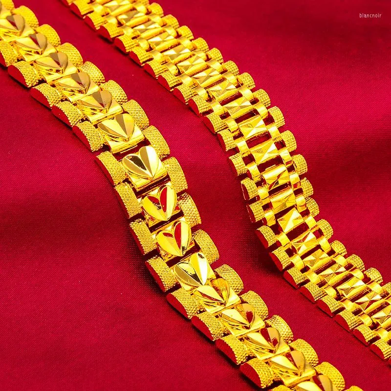 Link Pulseiras Cor de Ouro Amarelo Corrente Para Homem 12mm Caixa Charme Pulseira Pulseira Pulseira Hiphop Jóias Presentes