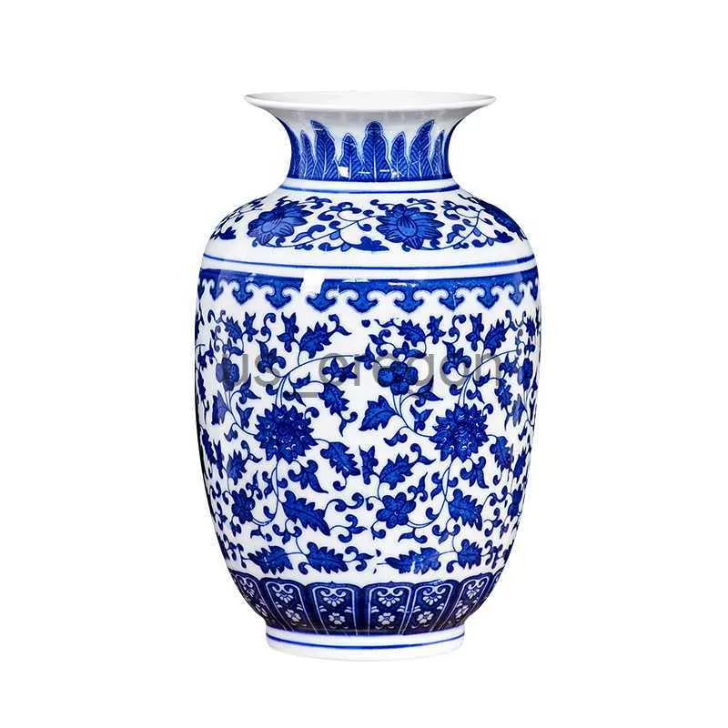 Vaser Jingdezhen Ceramics Ancient Blue and White Porslin Vase X0630