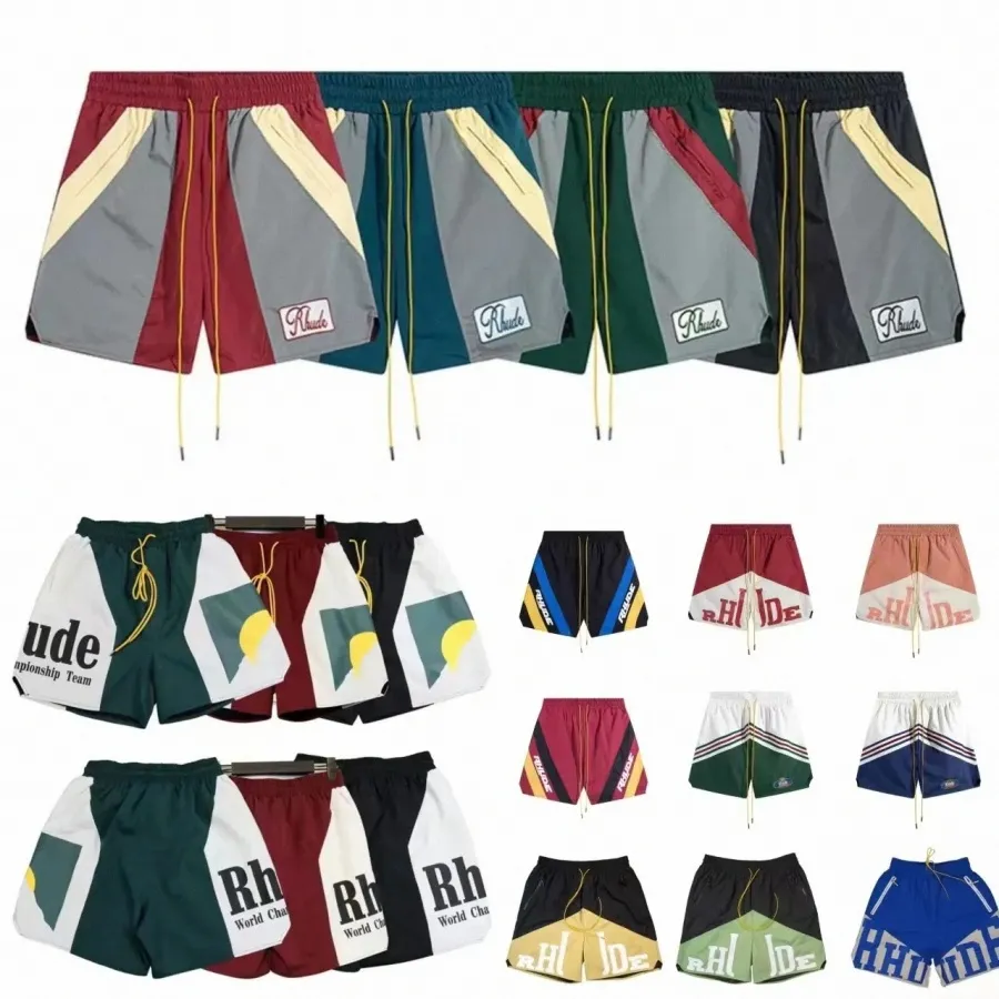 Rhude Designer Shorts Męskie Modne spodnie plażowe Sports Fitness Luksusowe wysokiej jakości szorty swobodne szybkie suszenie oddychające szorty Europejskie C3SI#