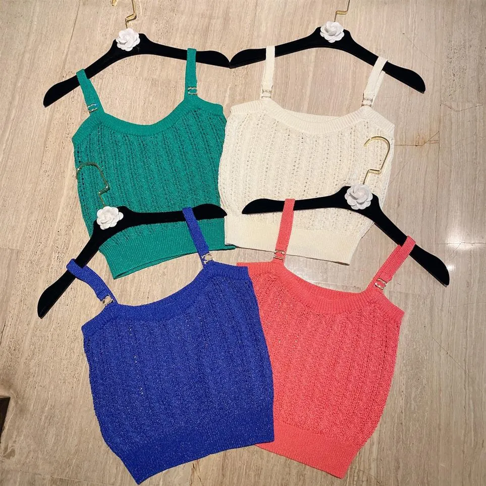 2021 High End Camisole Female Feeling Inside and Outside Wear Fashion Knitted Halter Sleeveless Shoulder-Cut Top264l
