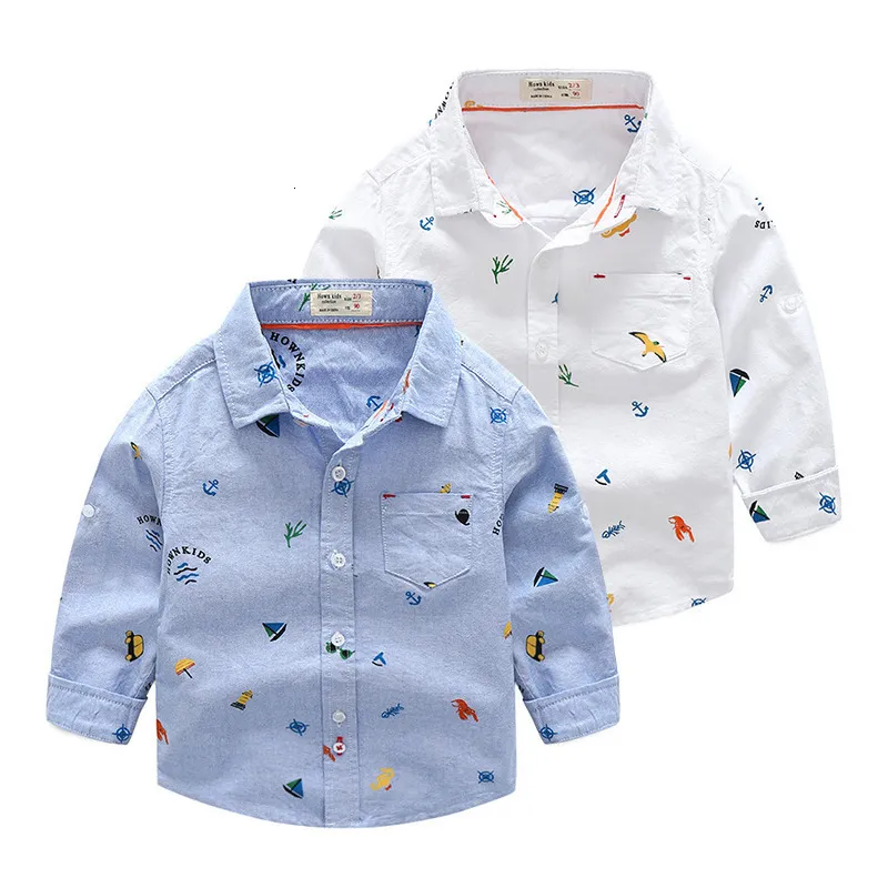 Camisas infantis primavera verão camisa floral infantil manga comprida camisa masculina de algodão 2-7 anos roupas infantis para primavera outono 230628