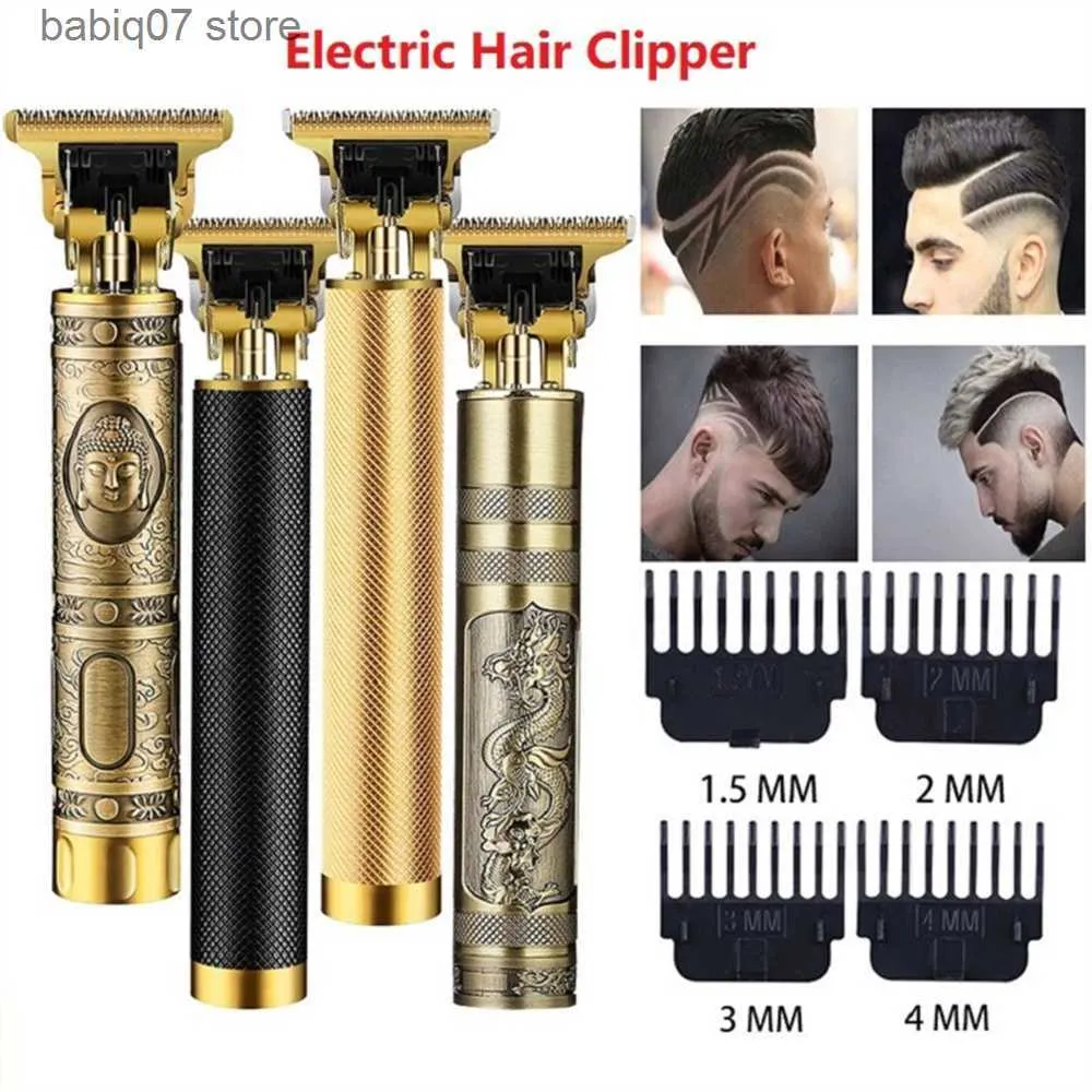 Lâminas de barbear novo aparador de cabelo elétrico t9 reparação cabeça cabelo inferência barbeiro aparador para homens cortador de cabelo escultura barbeador elétrico navalha t230630