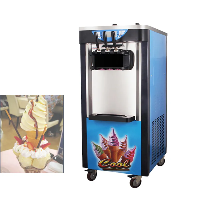 LINBOSS Color Ice Cream Machine para Restaurantes Ice Cream Business Três Cabeças com Rodas Universal 220V Sistema de Controle Digital