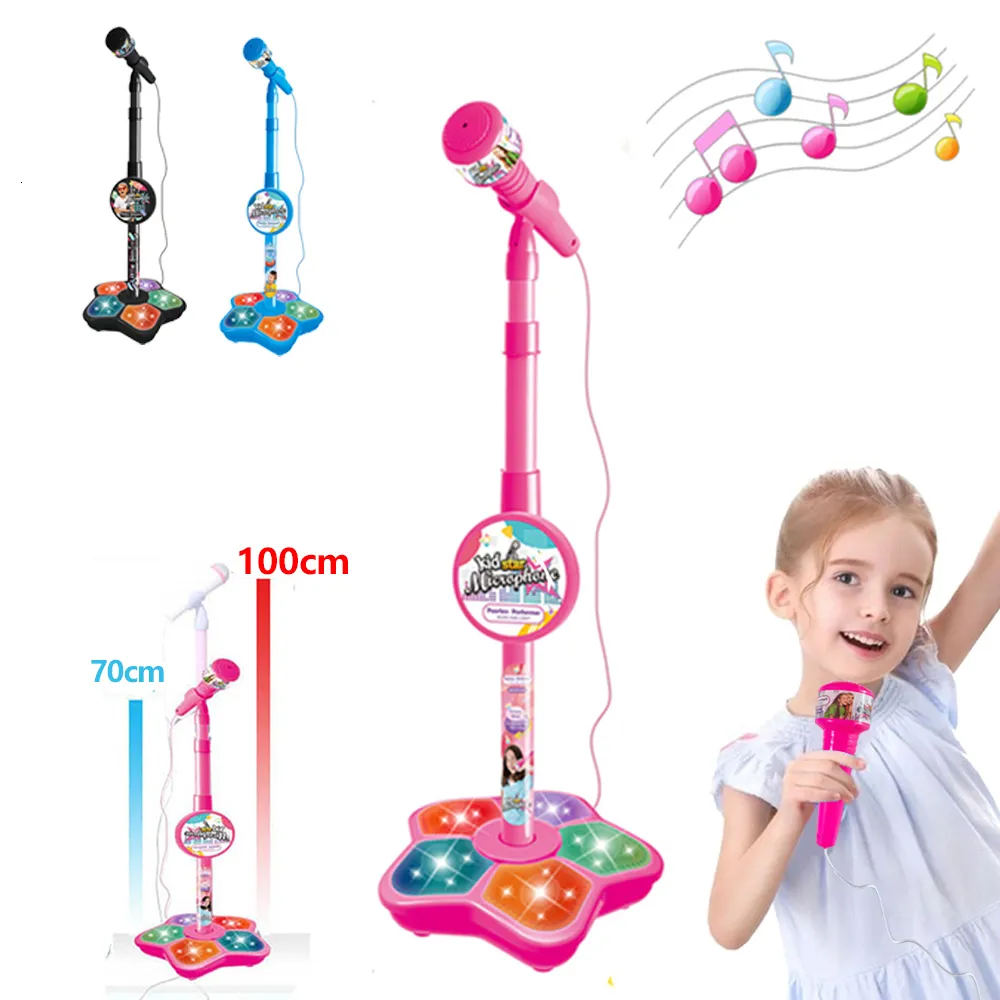 Bebek Müzik Ses Oyuncaklar Çocuk Mikrofon Standı ile Karaoke Şarkı Müzik Enstrümanı Oyuncaklar Beyin Eğitim Eğitici Oyuncak Kız Erkek için Doğum Günü Hediyesi 230629