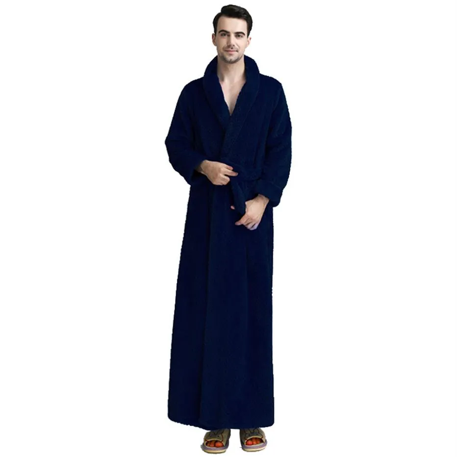 David Archy Long Fleece Robe With Hood Mens Housecoat Dressing Gown Bathrobe  Warm Winter