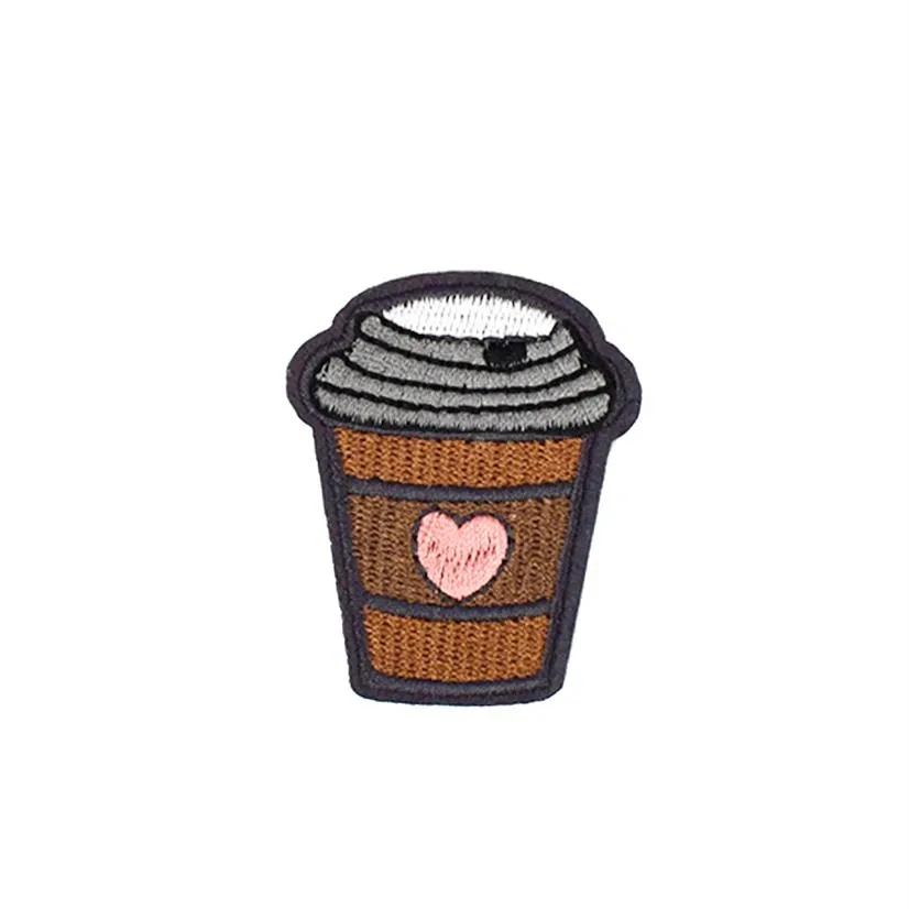 10PCS Diy Heart Shaped Coffee Cup Patches Fabrics Apparel Kid Clothing Iron on Transfer Applique Patch for Sew Embroidery Patch Ac246b