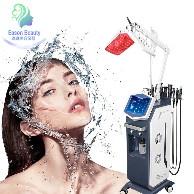 2023 Aqua Peeling Macchina di bellezza Dermoabrasione viso con analizzatore della pelle Pdt Led Terapia della luce Attrezzatura per la cura della pelle