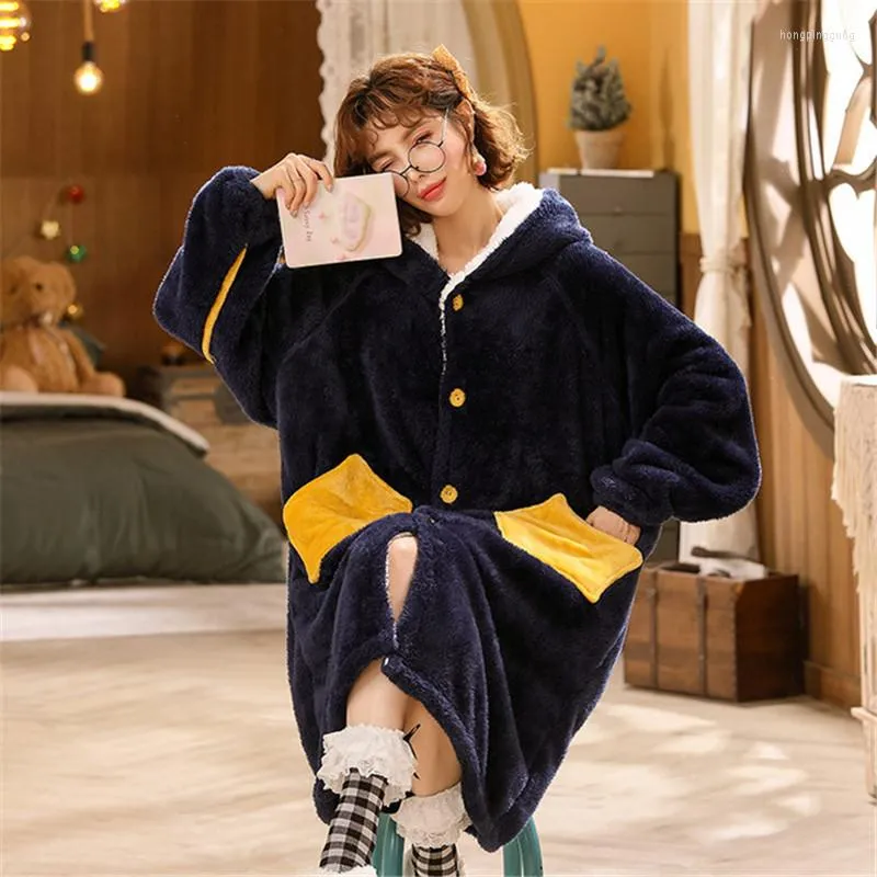 Vêtements De Nuit Pour Femmes Tulin Mode Hiver Chaud Épaissir Flanelle À  Manches Longues Chemise De Nuit Femme Dessin Animé Panda Robe Homewear Du  25,57 € | DHgate